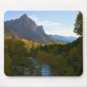 Watchman Peak, Virgin River Zion National Park Mouse Mat