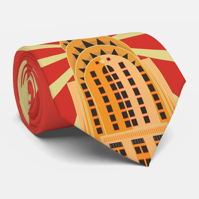 Watchtower Retro Building Necktie Design (Rolled)