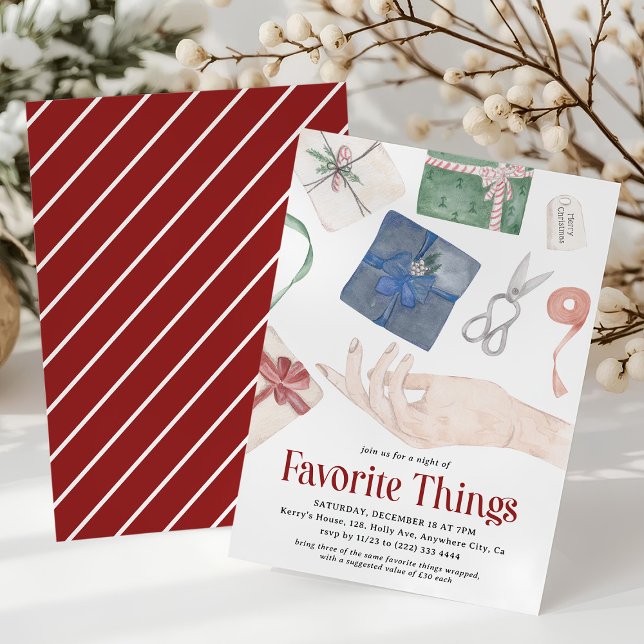 Watecolor Favourite Things Gift Exchange Holiday Invitation (Creator Uploaded)
