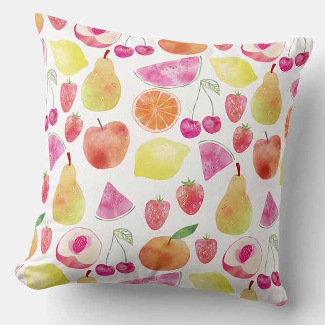 Watecolor Fruit Art Cushion (Watercolor fruit pattern throw pillow)