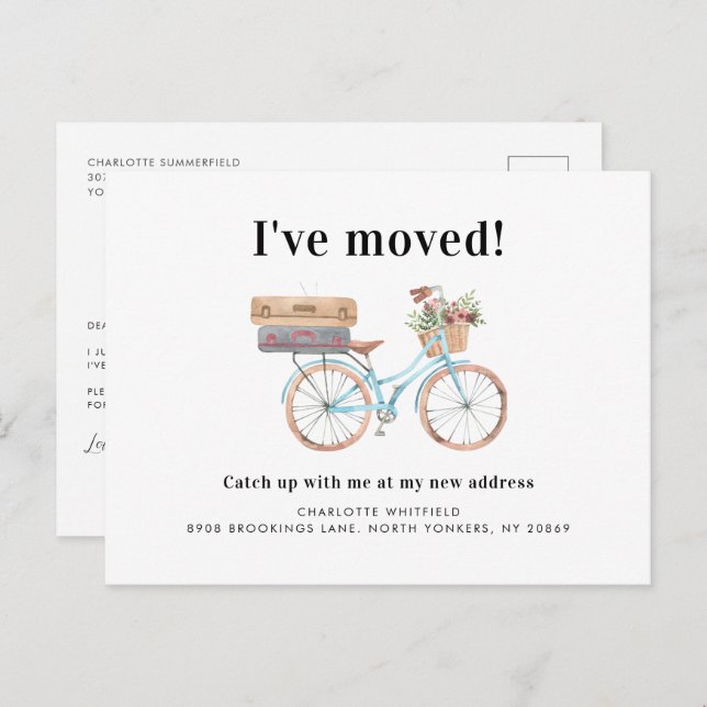 Watecolor New Home Address Moving Announcement Postcard (Front/Back)