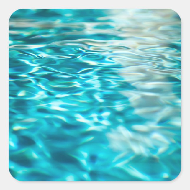 Water Abstract Blue Green Turquoise Aqua Sea Square Sticker (Front)