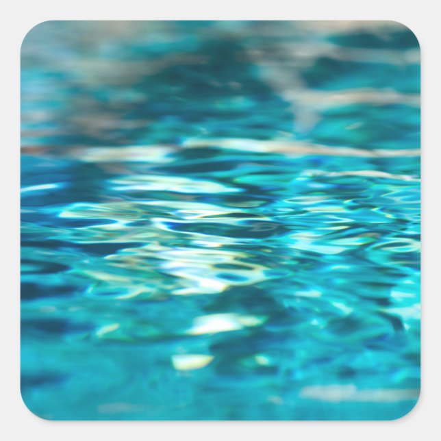 Water Abstract Blue Green Turquoise Aqua Sea Square Sticker (Front)