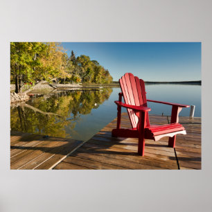 Water   Adirondack Chair at the Lake Poster