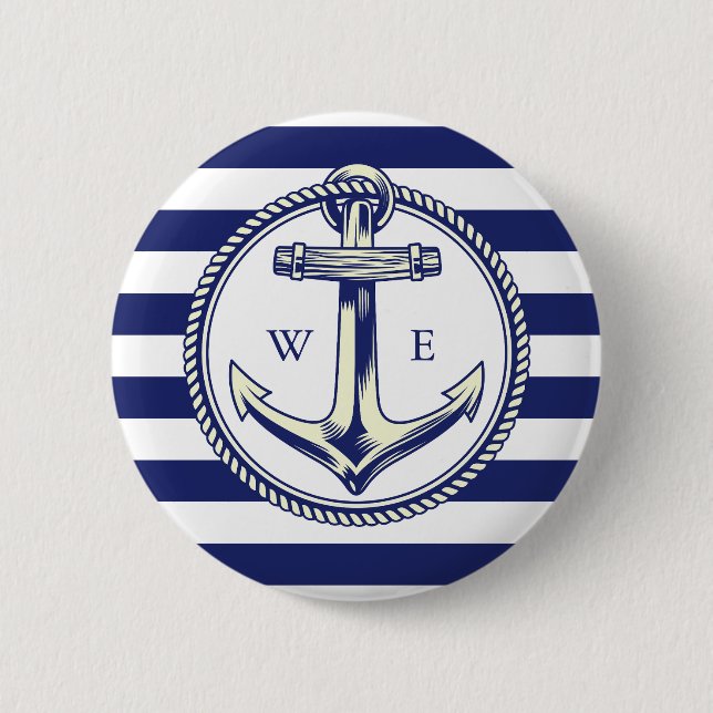 Water anchor Marine Blue Radius 6 Cm Round Badge (Front)