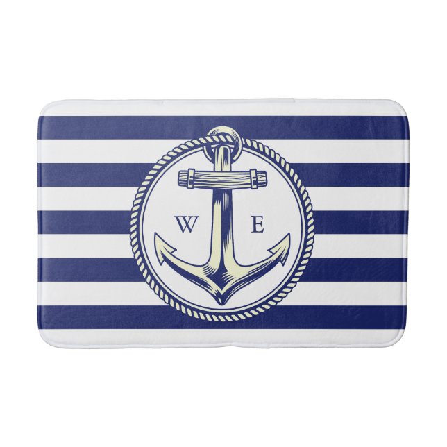 Water anchor Marine Blue Radius Bath Mat (Front)
