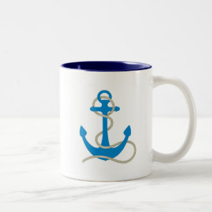 water anchor sea ocean diver swim beach marine Two-Tone coffee mug