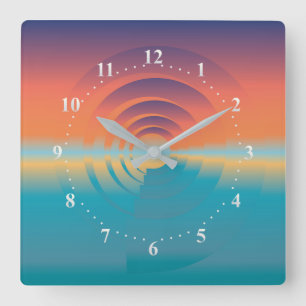 water and horizon square wall clock