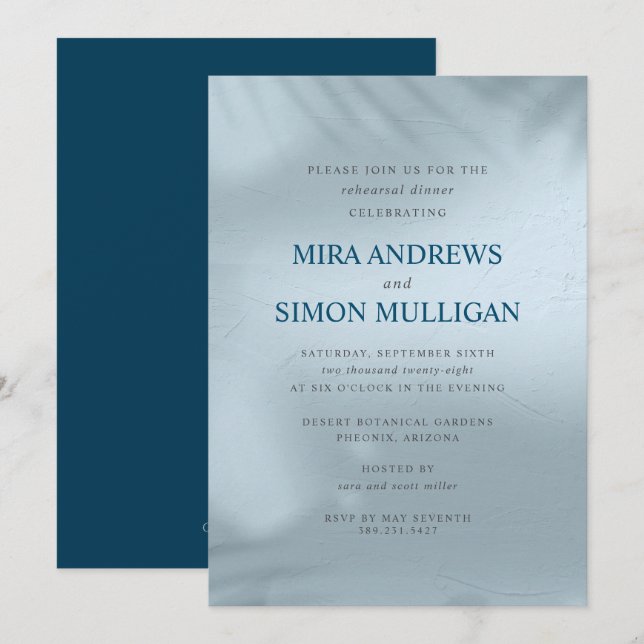 Water and Ice Elemental Rehearsal Dinner Invitation (Front/Back)