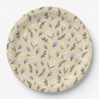 Water and lavender flowering paper plate