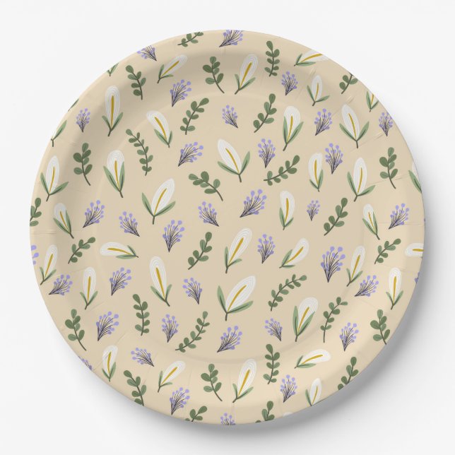 Water and lavender flowering paper plate (Front)