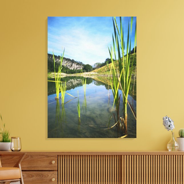 water and mountain view canvas print (Insitu(LivingRoom))