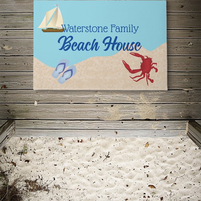 Water and Sand Beach House Family Name Doormat (Creator Uploaded)
