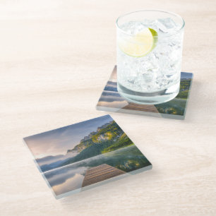 Water Azure Alpine Lake, Austria Glass Coaster