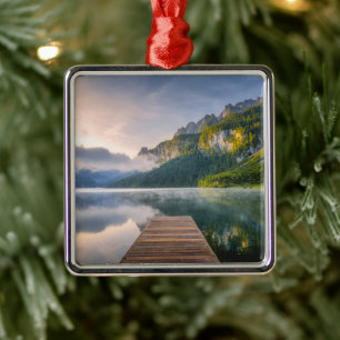 Water Azure Alpine Lake, Austria Metal Tree Decoration