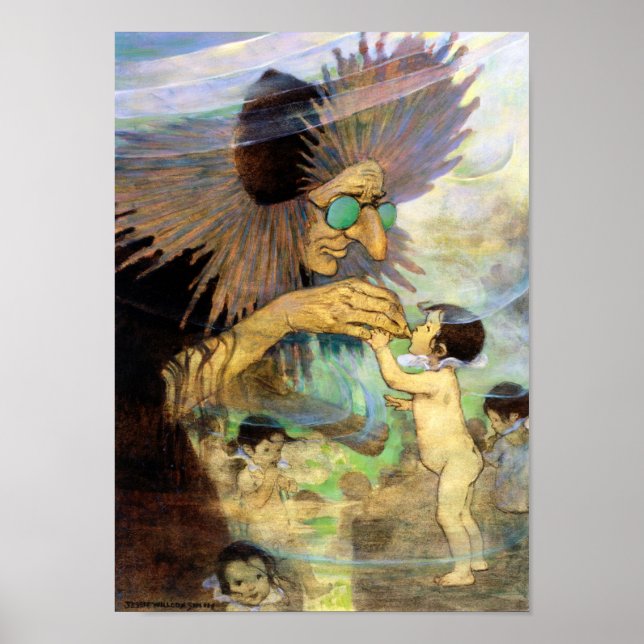 Water Baby and Fairy, Jessie Willcox Smith Poster (Front)