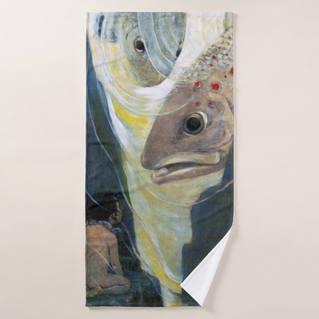 Water Baby and Fish, Jessie Willcox Smith Bath Towel (Bath Towel)