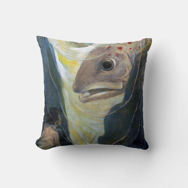 Water Baby and Fish, Jessie Willcox Smith Cushion (Front)