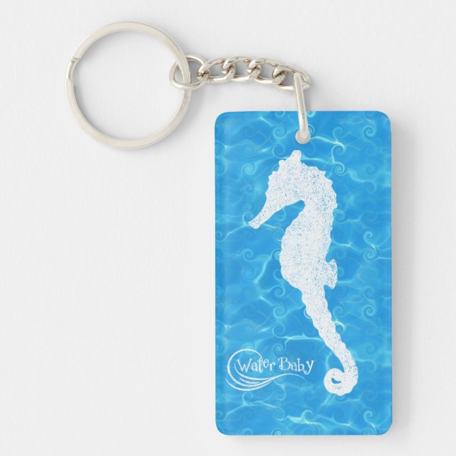 Water Baby Seahorse Wave Keychain (Front)
