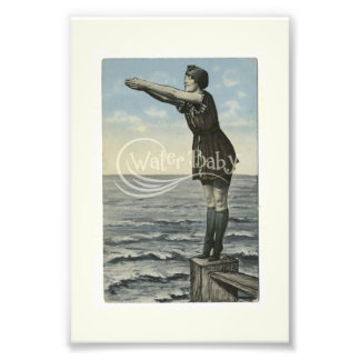 Water Baby Vintage Diving Girl  Photo Print