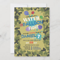 Water Balloon Flight Camo Birthday Invitation