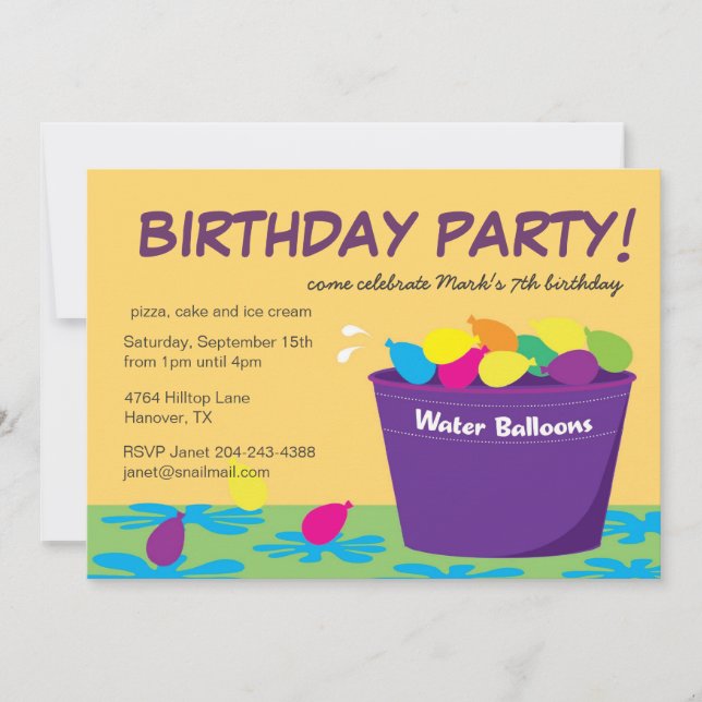 Water Balloon Party Invitation (Front)