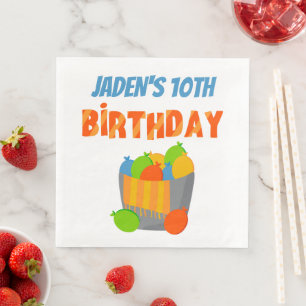 Water Balloon Pool Party Kids Summer Birthday Napkin