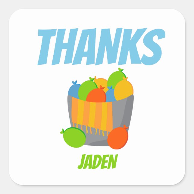 Water Balloon Pool Party Kids Summer Birthday Square Sticker (Front)