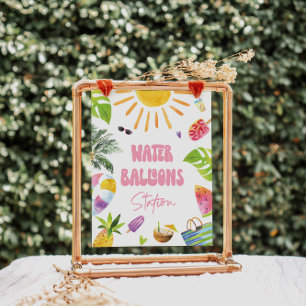 Water Balloon Station Girl Birthday Sign