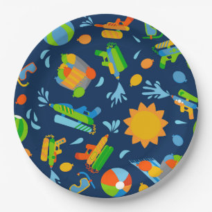 Water Balloon Water Guns Pool Party Kids Birthday  Paper Plate