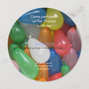 water baloon birthday party invitation