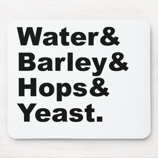 Water & Barley & Hops & Yeast | Beer Ingredients Mouse Mat (Front)
