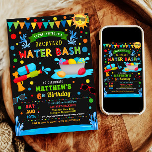 Water Bash Summer Boy Birthday Party Invitation