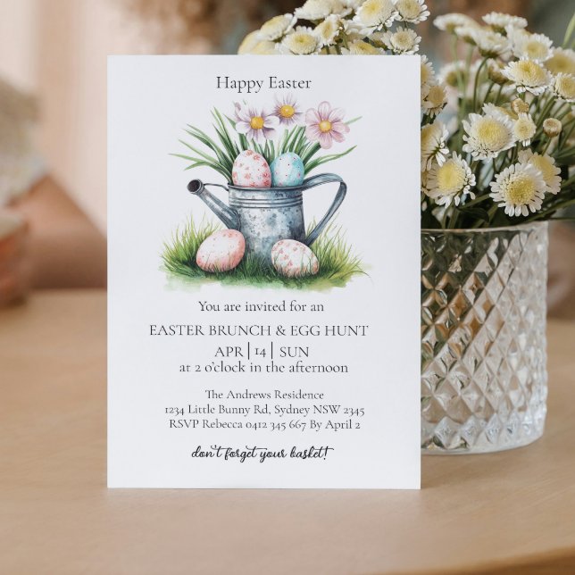 Water Basket with decorative eggs and egg hunt Invitation (Creator Uploaded)
