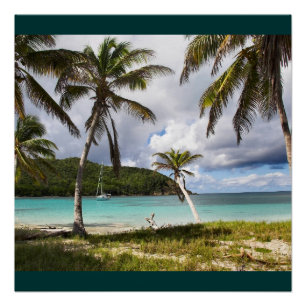 Water Beach Tropical Green Nature Name Personalise Poster
