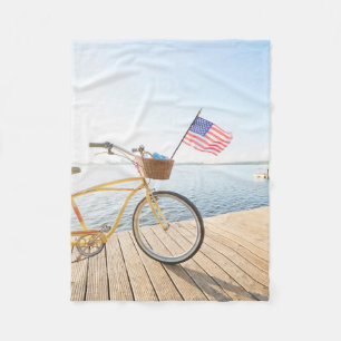 Water Bicycle By the Lake Fleece Blanket