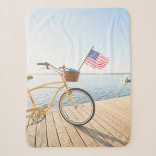 Water Bicycle By the Lake Sherpa Blanket