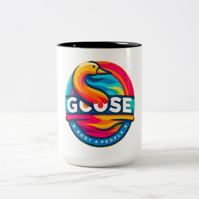 Water Bird Goose Two-Tone Coffee Mug (Center)