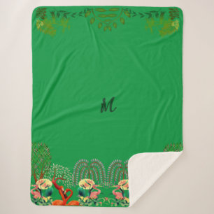 Water Birds Flamingo Tree of Life Greenery Custom Sherpa Blanket