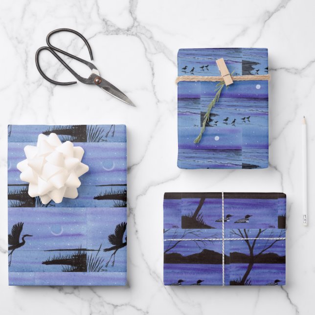 Water Birds Wrapping Paper Sheets (Front)