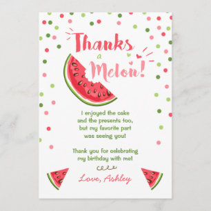 Water Birthday Party Melon Thank You Card Summer