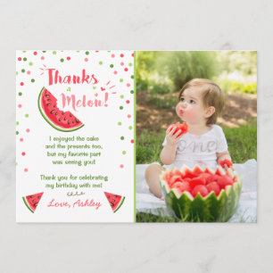 Water Birthday Party Melon Thank You Card Summer
