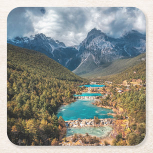 Water   Blue Moon Lake, China Square Paper Coaster