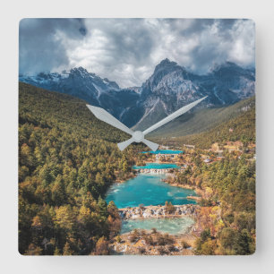 Water   Blue Moon Lake, China Square Wall Clock