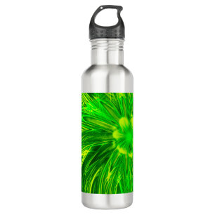 Water Bottle Abstract Lines Green Flower