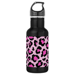 Water bottle animal print pink black