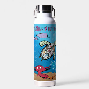 Water Bottle - Axolotls Under the S - Buellton.Art