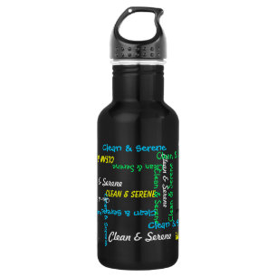 Water Bottle, Clean and Serene, Black 532 Ml Water Bottle