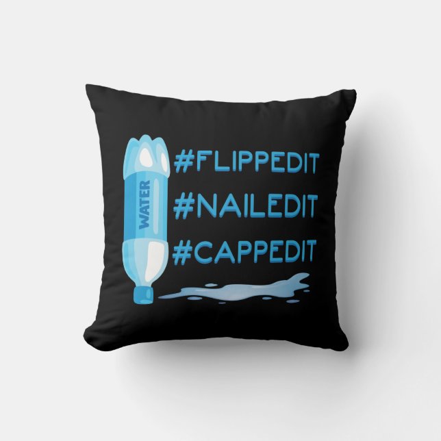 Water Bottle Flipping Champion Flip Champ Cushion (Front)