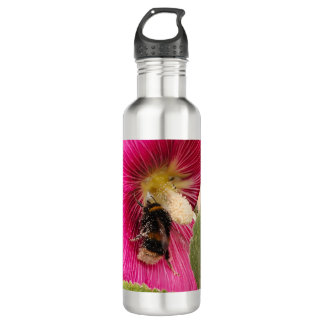 Water bottle Hollyhock bumble bee